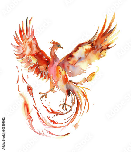 phoenix watercolor digital painting good quality