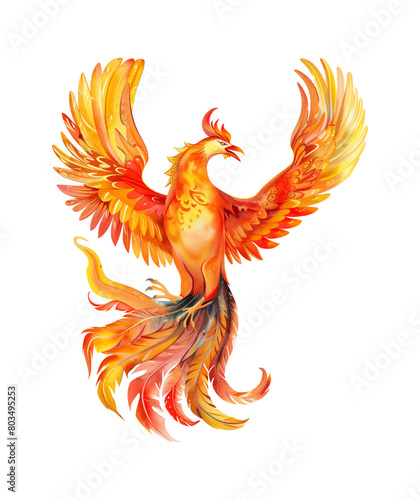 phoenix watercolor digital painting good quality