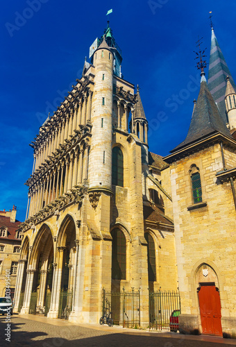 View of the Church of Our Lady, located on the Square Notre Dame in the city of Dijon, France