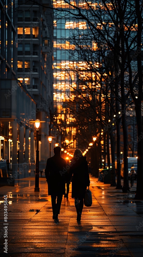 Business People Walking  Urban street at night