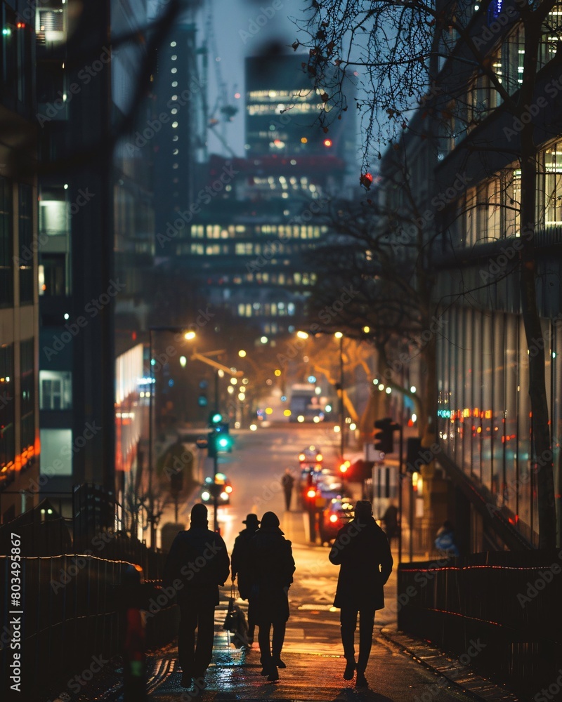 Business People Walking  Urban street at night