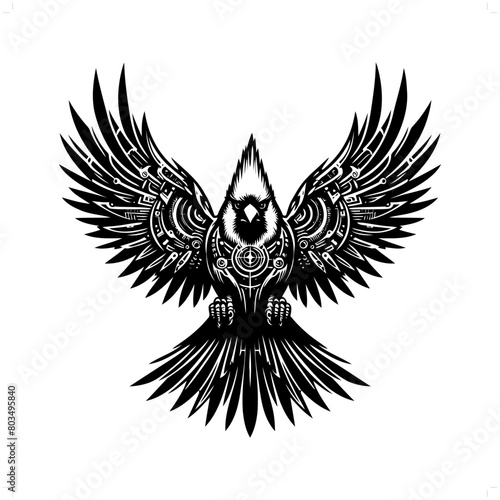  Cardinal bird silhouette in animal cyberpunk, modern futuristic illustration