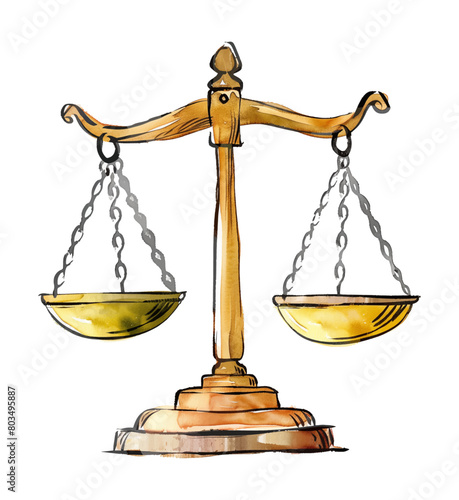 justice golden scale watercolor digital painting good quality