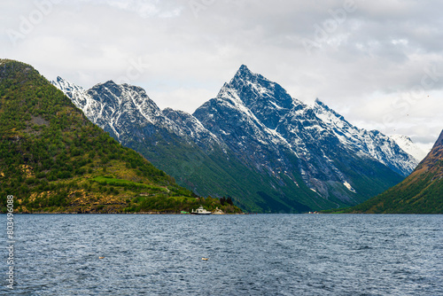  views of the Hjørundfjorden taken from Saebo during springtime, Norway