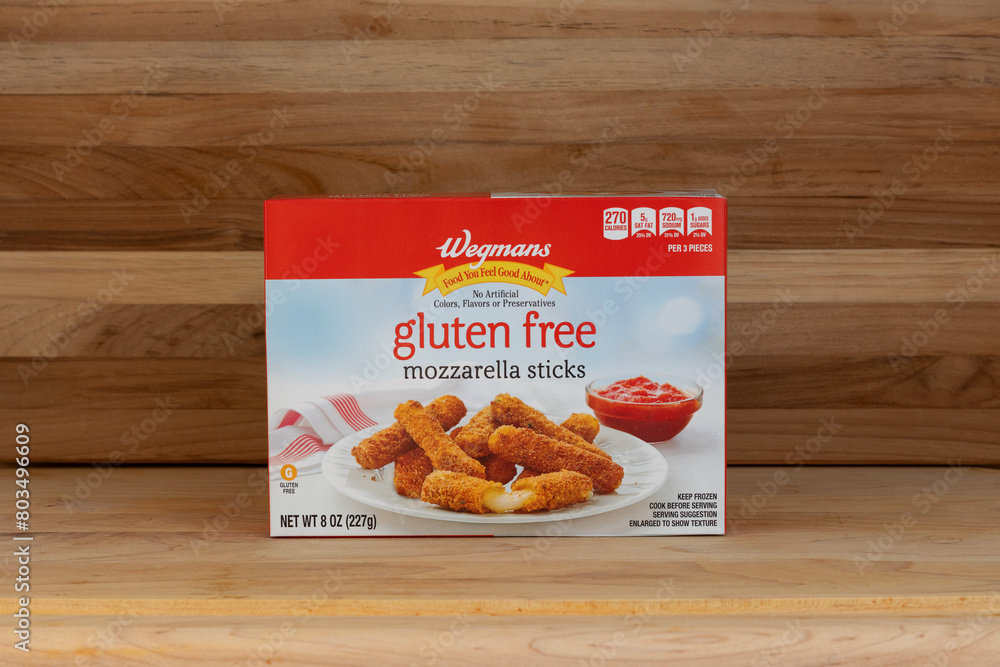 package of wegmans brand gluten free frozen mozzarrella sticks for the
