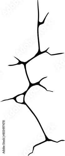Dry crack. Ground hole crack, cracked craquelure and damaged wall texture. Geology damage earth surface, ground crack hole texture or earthquake wallpaper. Isolated vector sign