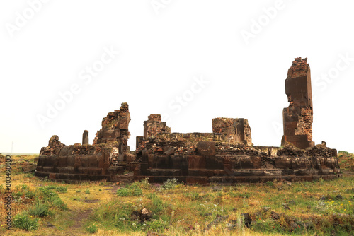 The ruins of King Gagik`s Church of St., Saint Gregory, Gagikashen at the ancient site of Ani, an abandoned ruined armenian city, close to Kars, Turkey photo