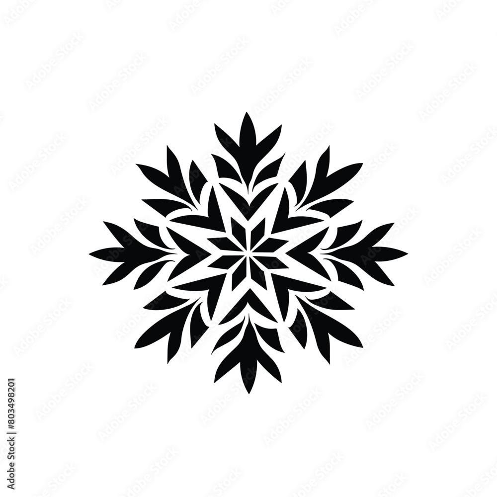 Black and white symmetrical geometric floral design. Black and white symmetrical geometric floral design.