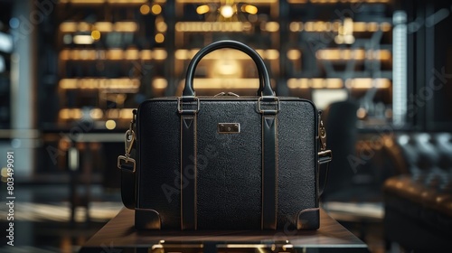 A sleek, modern briefcase with a subtle spotlight, representing spotlight on professionalism. photo