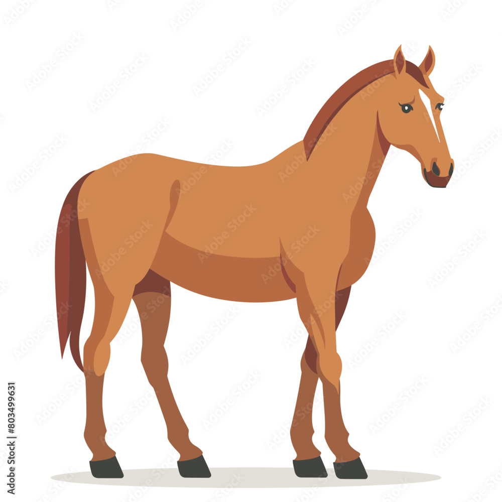 Fototapeta premium Illustration of a brown horse standing on a white background