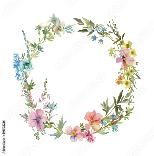 flowers wreath watercolor digital painting good quality