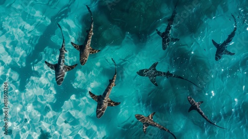 Aerial Photography of Baby Sharks in the Sea