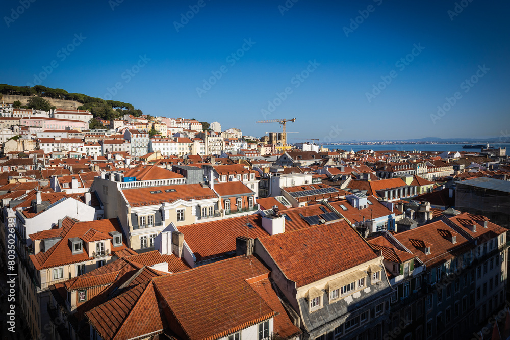 Panoramic aerial view of Lisbon skyline. Lisbon, Portugal - October 8, 2023.