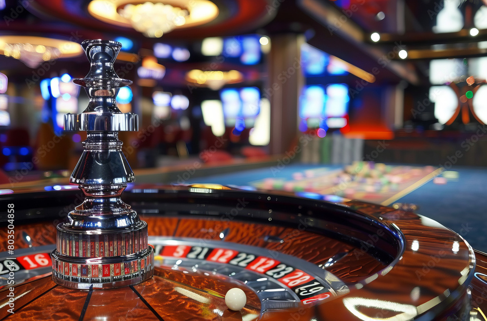 Casino roulette table waiting for and tourist to spend money