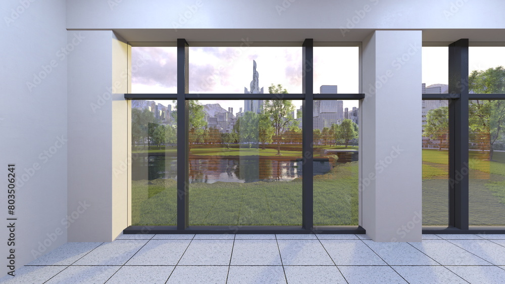 Obraz premium 日光が差し込む廊下