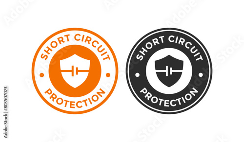 Short circuit vector logo badge with shield set. Suitable for electrical short circuit