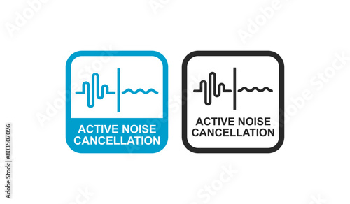 Active noise cancellation badge template. Suitable for sound control and reducing information sign
