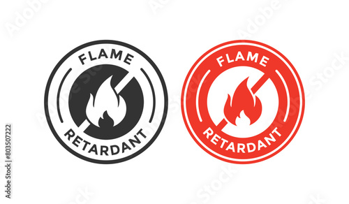 Flame retardant badge logo. Suitable for product label and fabric information sign photo