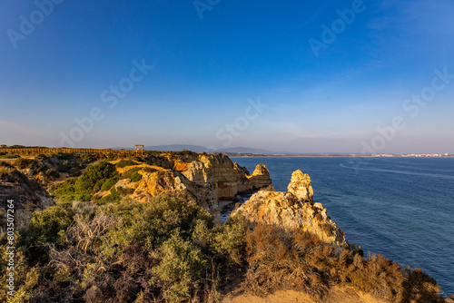 Panoramic view  Ponta da Piedade near Lagos in Algarve  Portugal. Lagos  Portugal on October 10  2023.