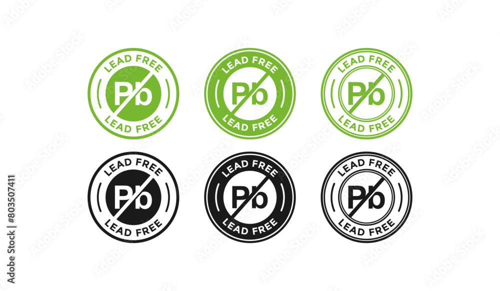 lead free badge Plumbum (Pb). Round circular no lead metal sign. Vector stock illustration lead free badge Plumbum (Pb). Round circular no lead metal sign. Vector stock illustration