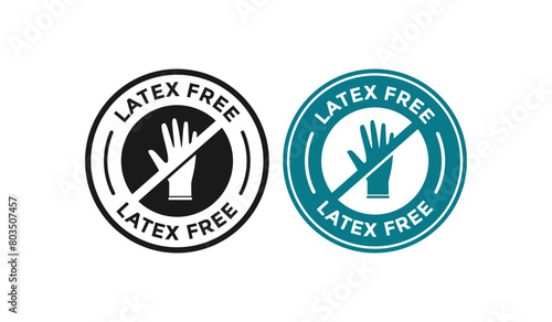 latex free badge. Non Latex material product gloves seal emblem. For information sign
