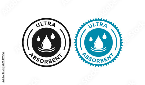 Ultra absorbent logo vector badge set. Suitable for product label. Micro-pearls, fabric and coating property