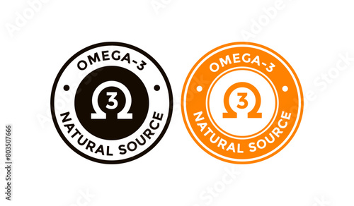 Omega-3 supplement badge set. Suitable for health, product label and information