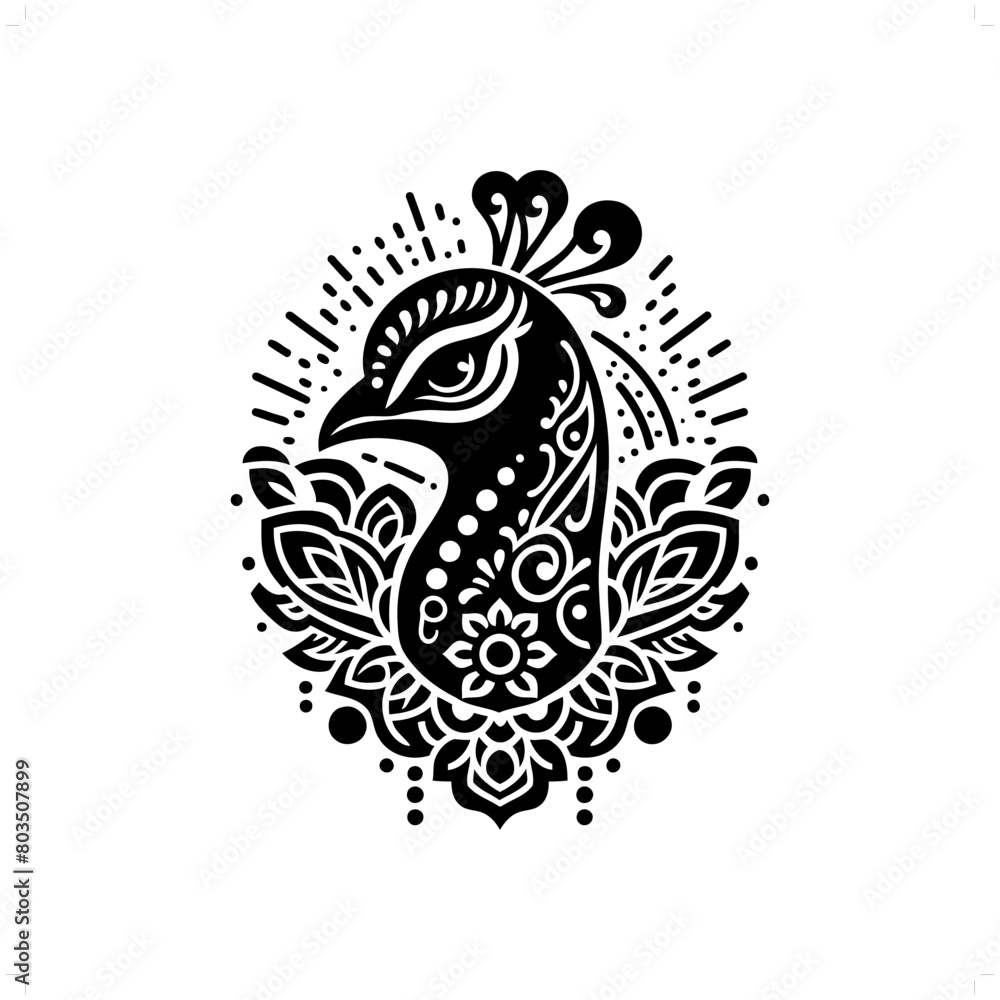 Peacock silhouette in bohemian, boho, nature illustration Peacock silhouette in bohemian, boho, nature illustration