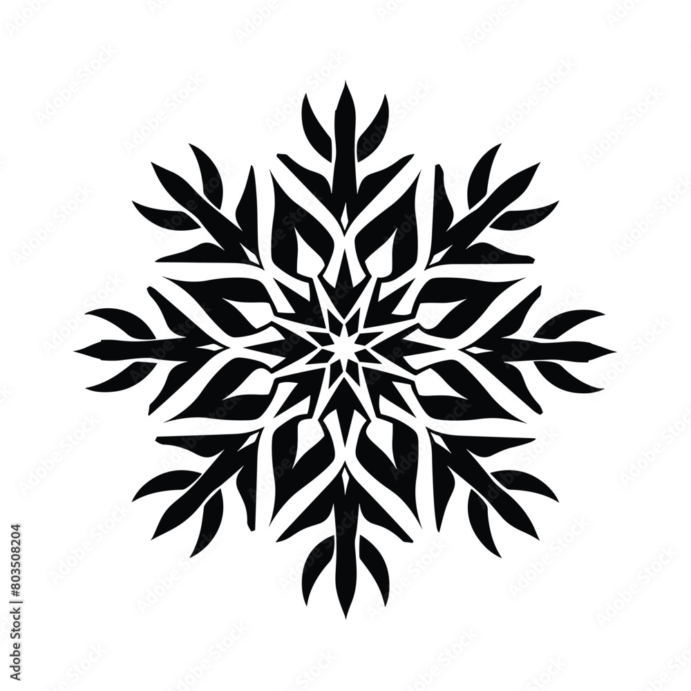 Naklejka premium Intricate black snowflake design on a white background.