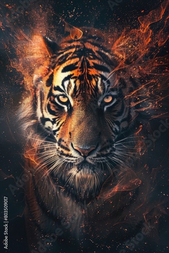 Set of tiger art posters, abstract modern concept art