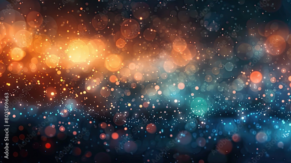 A colorful background with many small dots. The background is blue and orange