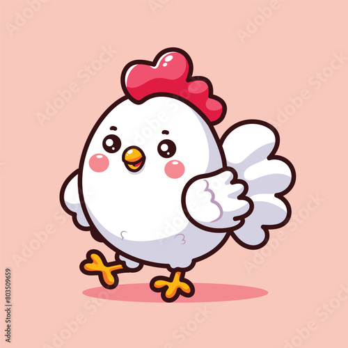 Cute cartoon chicken isolated . Vector illustration for your design