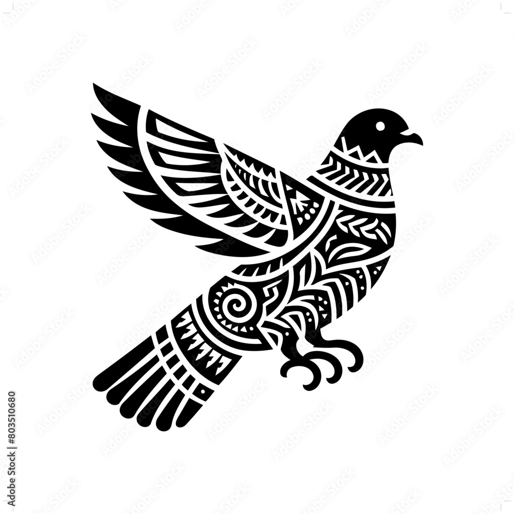 Pigeon bird silhouette in animal ethnic, polynesia tribal illustration Pigeon bird silhouette in animal ethnic, polynesia tribal illustration