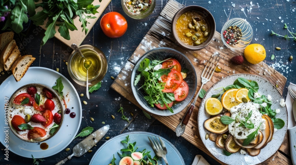 attractive compositions with food and drink, generative ai attractive compositions with food and drink, generative ai