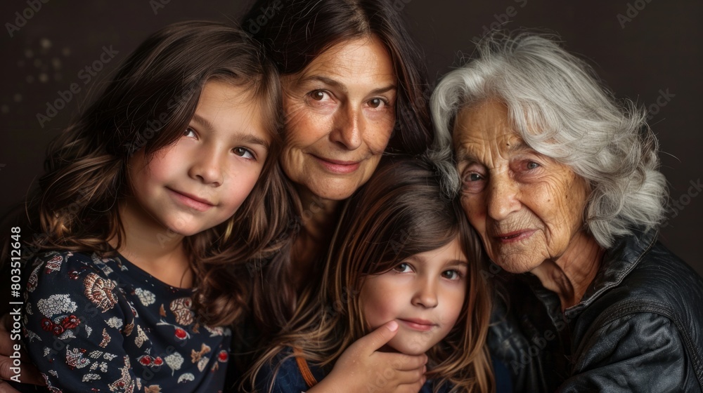 mother, daughter and grandmother, three generations generative ai
