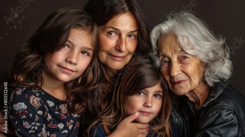 mother, daughter and grandmother, three generations generative ai