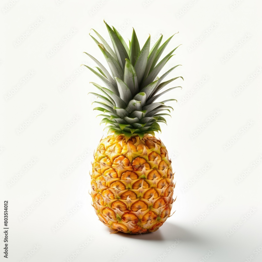A fresh pineapple on a white background A fresh pineapple on a white background