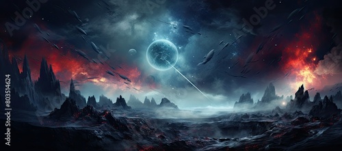 Space station surrounded by mountains