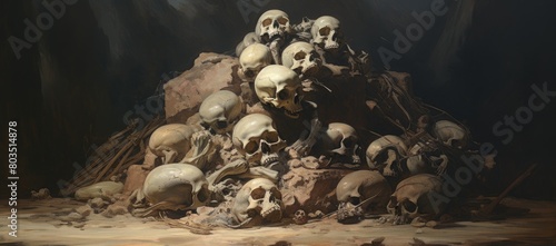Foto Skulls atop rock pile