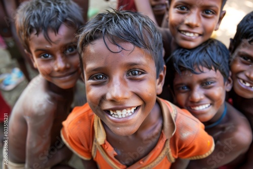 Portrait of a group of Indian children.