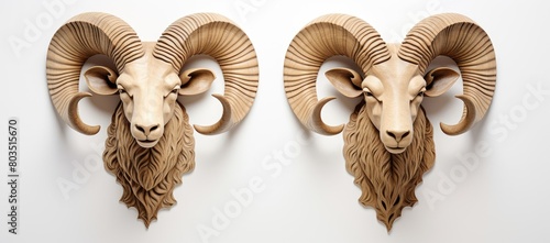 Pair of rams heads mounted on wall