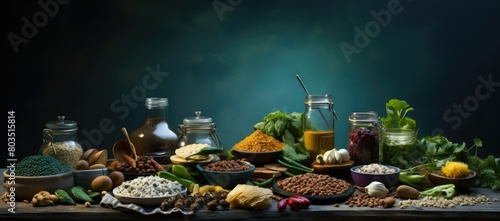 Table laden with various foods