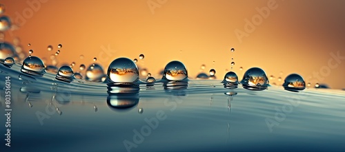 Group of water droplets floating on body of water