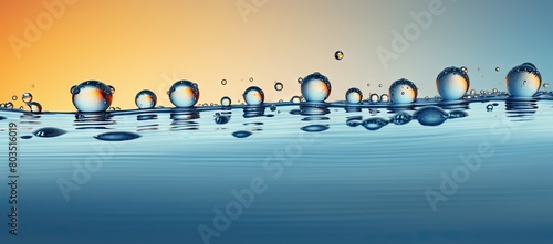 Group of water droplets floating on body of water