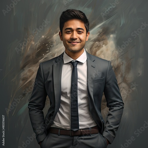 Businessman in suit and tie posing for picture