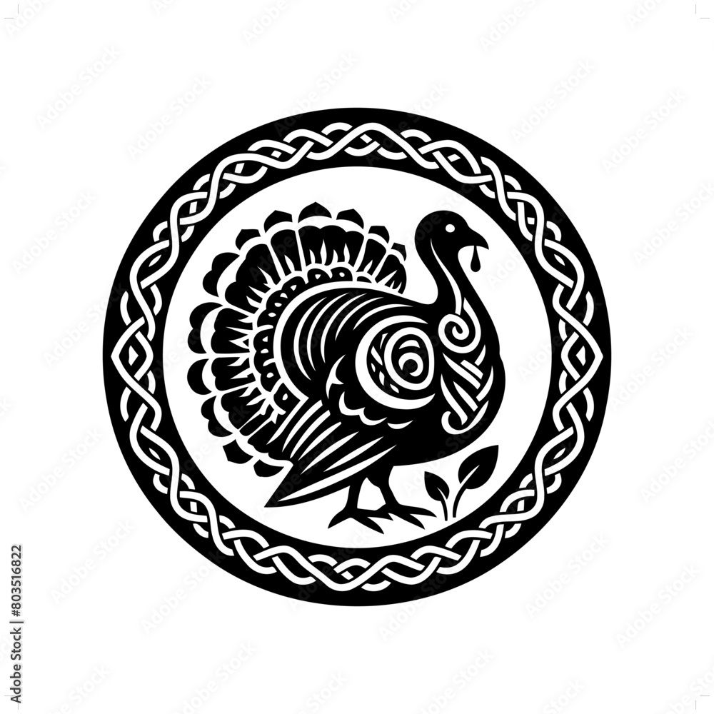 turkey silhouette in animal celtic knot, irish, nordic illustration turkey silhouette in animal celtic knot, irish, nordic illustration