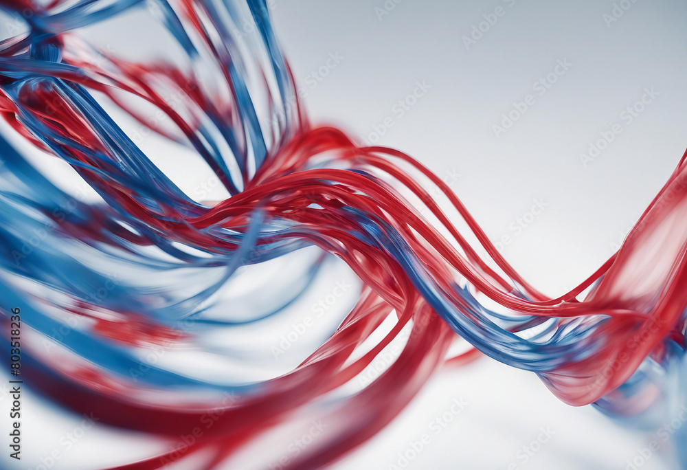 Modern Abstract Composition of Blue and Gradient Red Curves on White Abstract Background Modern Abstract Composition of Blue and Gradient Red Curves on White Abstract Background