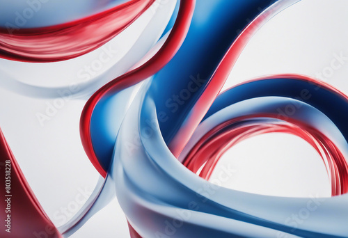 Modern Abstract Composition of Blue and Gradient Red Curves on White Abstract