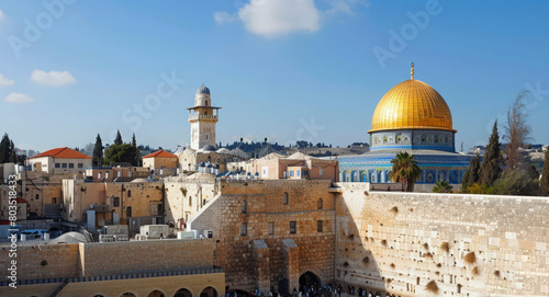 Sacred Western Wall Kotel in Jerusalem Old City known as Wailing Wall and Al Buraq Wall