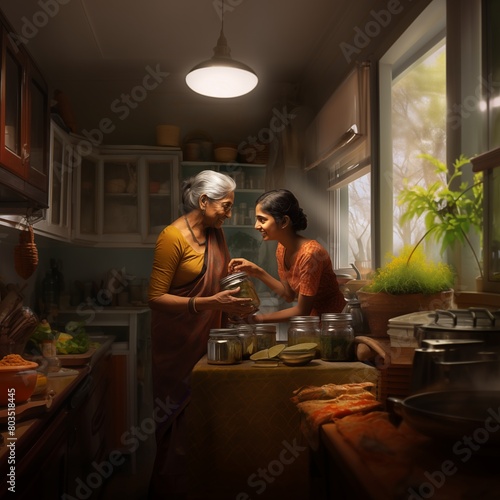 Indian mother and daughter